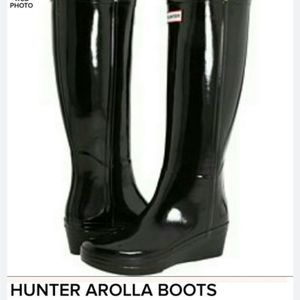 HUNTER Arolla Gloss Wedge Boots